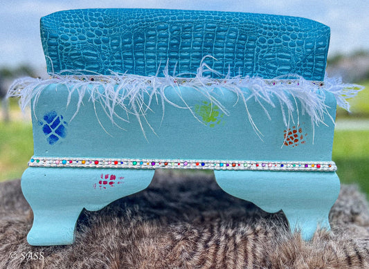 Teal Faux Alligator Ottoman - Gator Glam