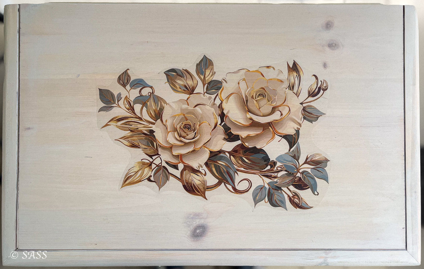 Mid-Century Modern End Table with Floral Motif - La Dame