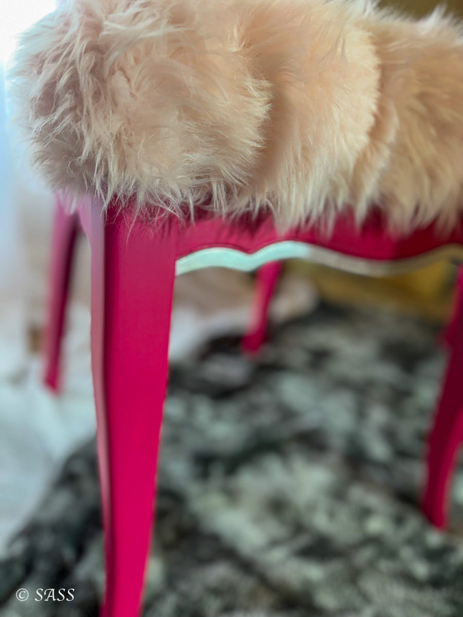 Hot Pink Vanity with Silver Leaf & Harlequin Design - La Vanité