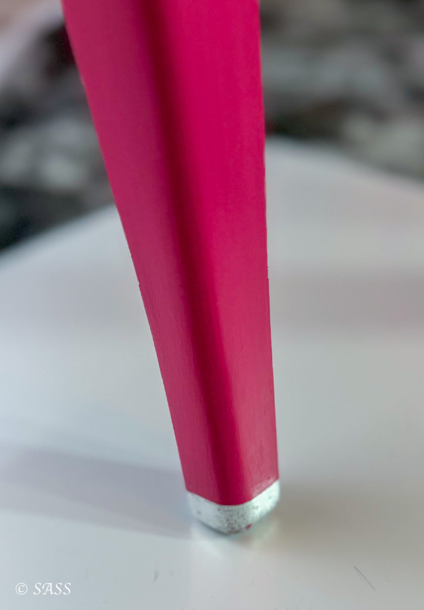 Hot Pink Vanity with Silver Leaf & Harlequin Design - La Vanité