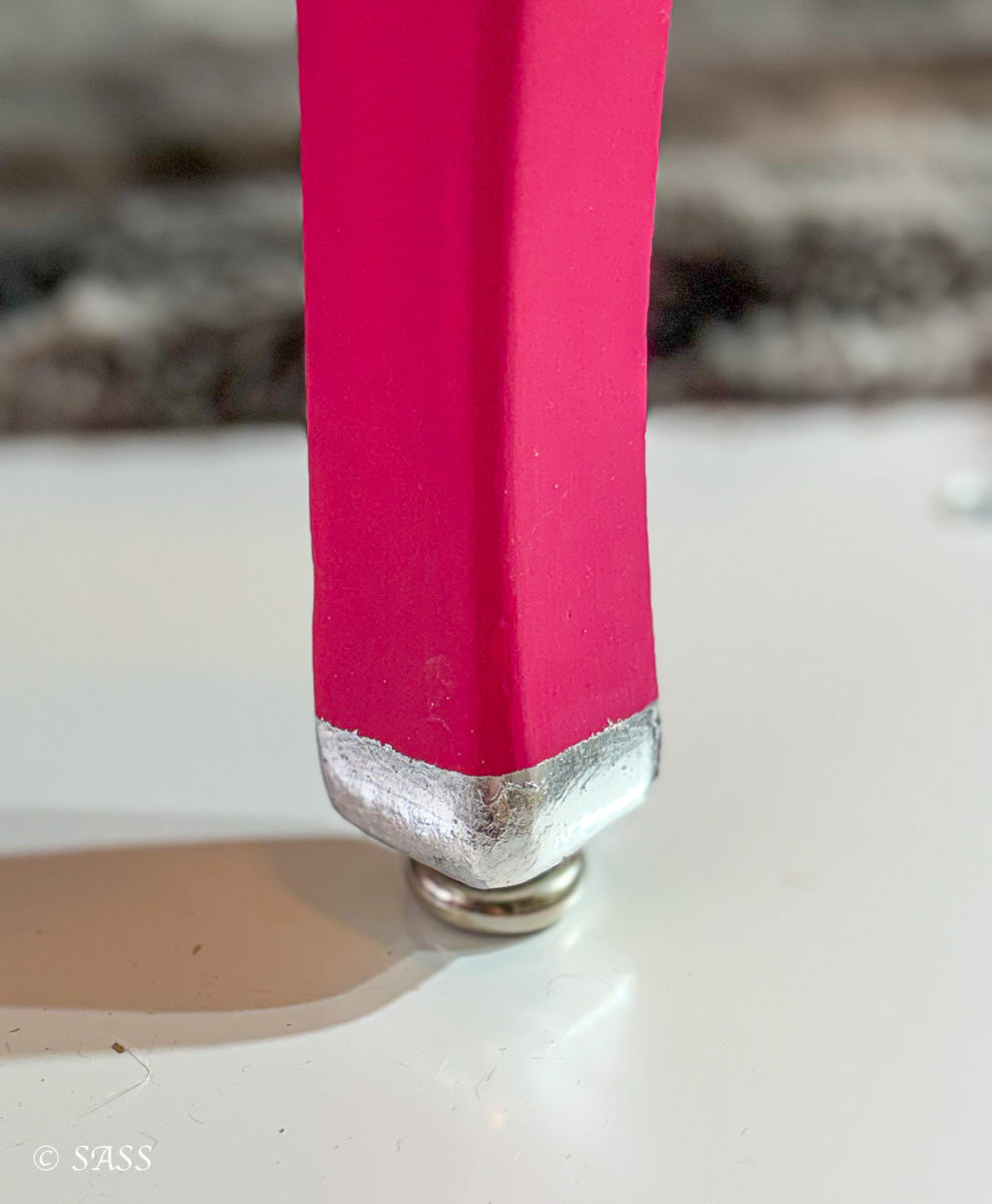 Hot Pink Vanity with Silver Leaf & Harlequin Design - La Vanité