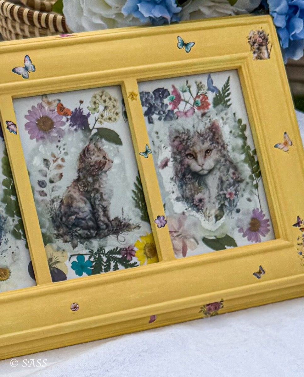 Floral Cat Frame Wall Art-Les Minttes Fleuries