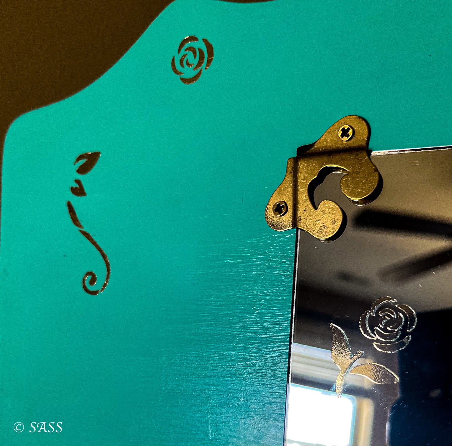 Luxury Jewelry Armoire with Gold Floral Embellishments - La Dauphine Bijouterie