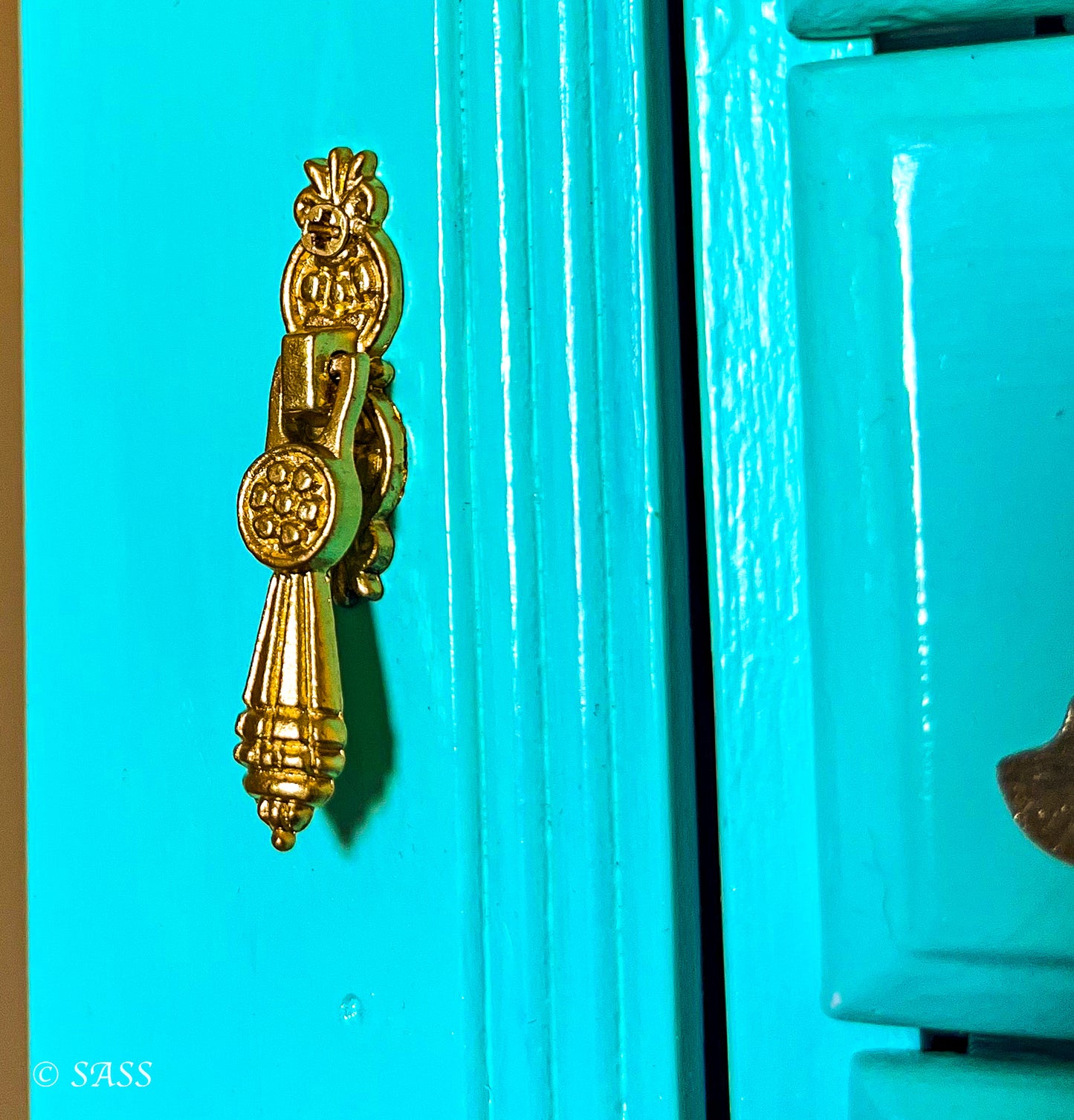 Luxury Jewelry Armoire with Gold Floral Embellishments - La Dauphine Bijouterie