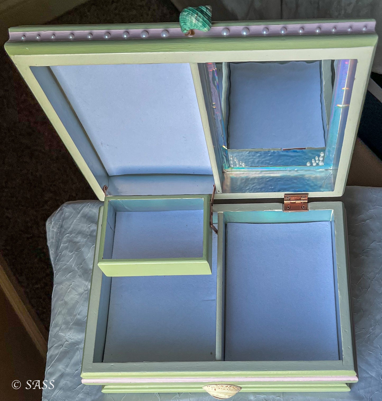 Whimsical Jewelry Box with Cat-Mermaid Design - The Purrmaid's Treasure Chest